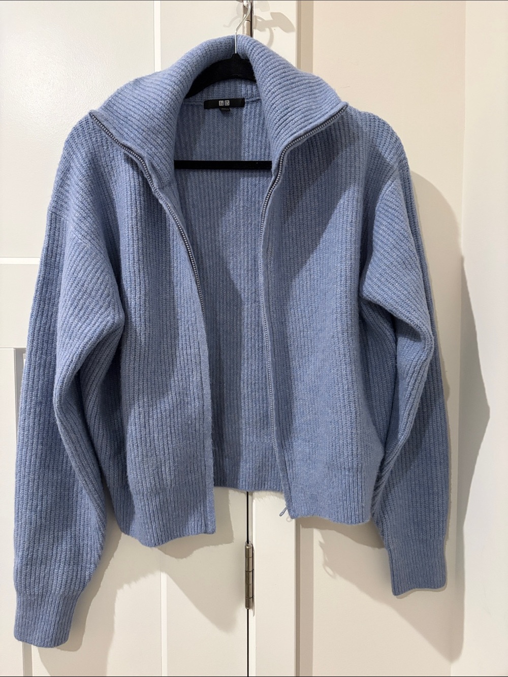 Uniqlo Light Blue Ribbed Zip-Up Cardigan Sweater